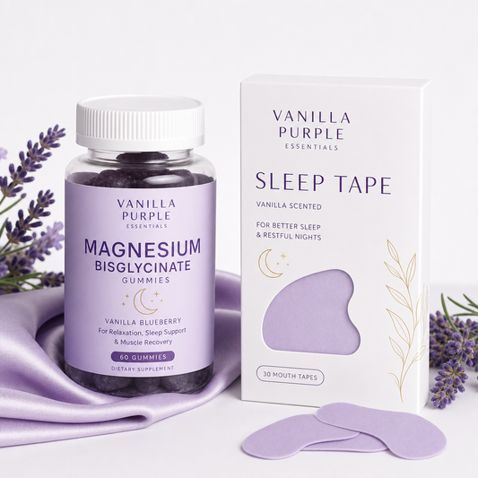 Vanilla Purple Essentials Sleep Stack Bundle - magnesium gummies and sleep tape